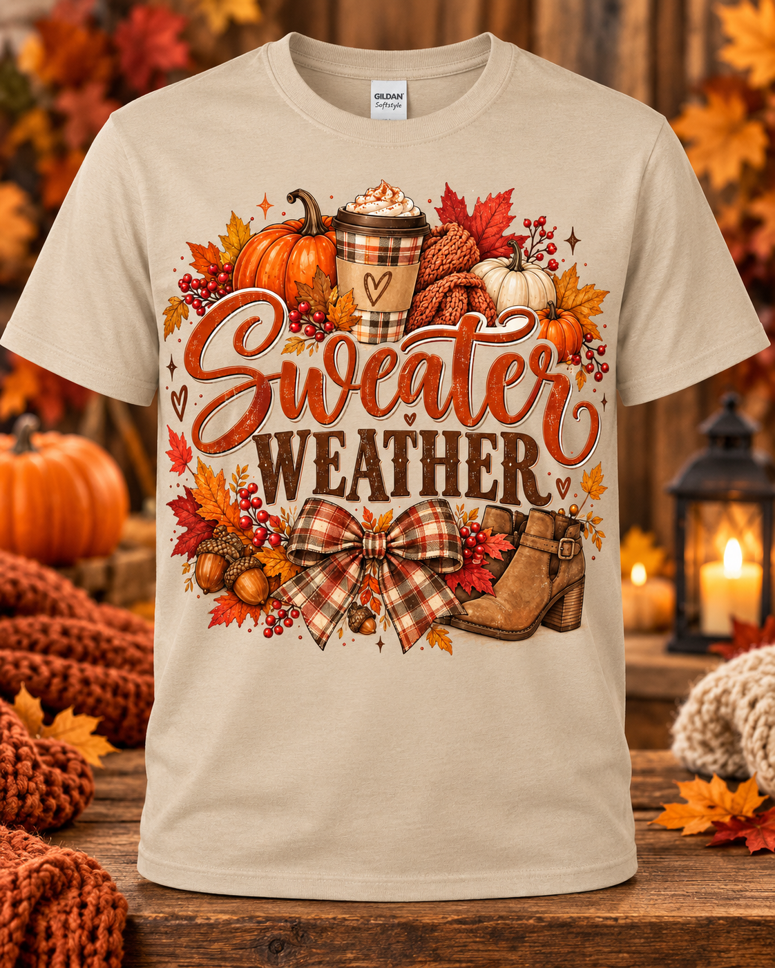 Sweater Weather & Pumpkin Spice Graphic T-Shirt 🤎
