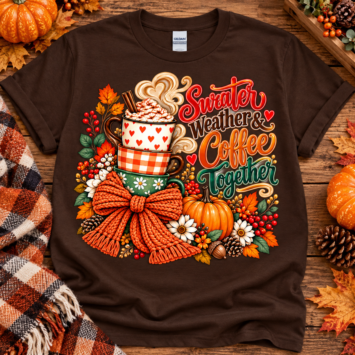 Sweater Weather & Coffee Together Graphic T-Shirt 🤎
