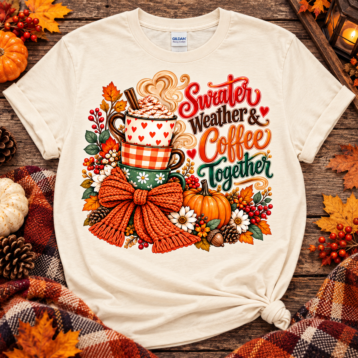 Sweater Weather & Coffee Together Graphic T-Shirt 🤎