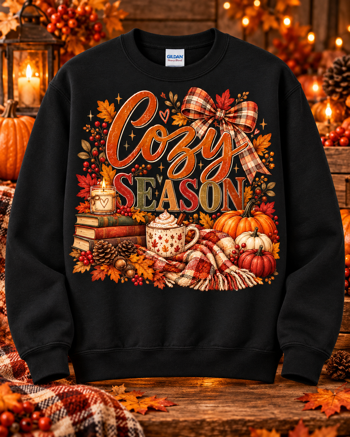 Cozy Season Autumn Plaid Crewneck Sweatshirt π€