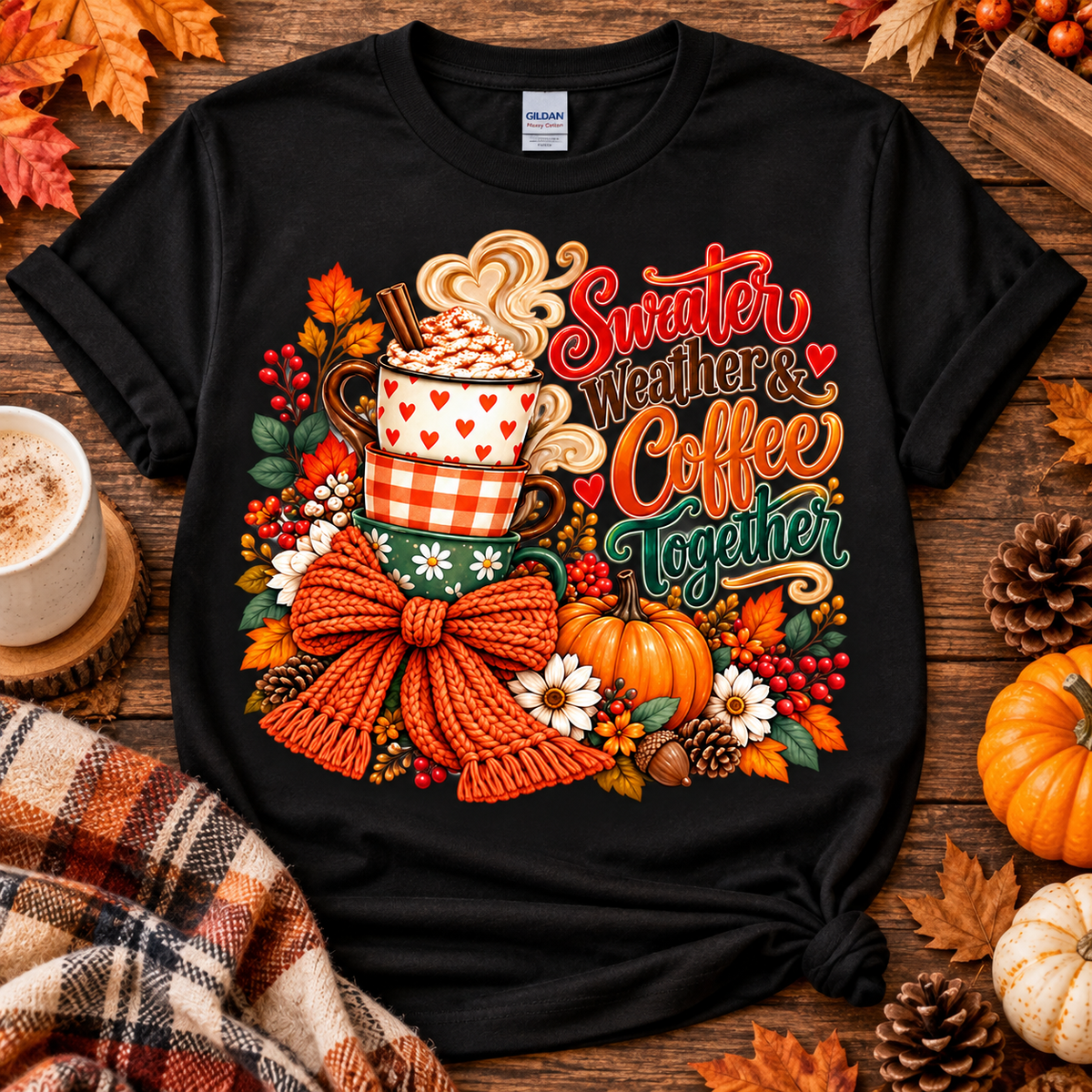 Sweater Weather & Coffee Together Graphic T-Shirt 🤎