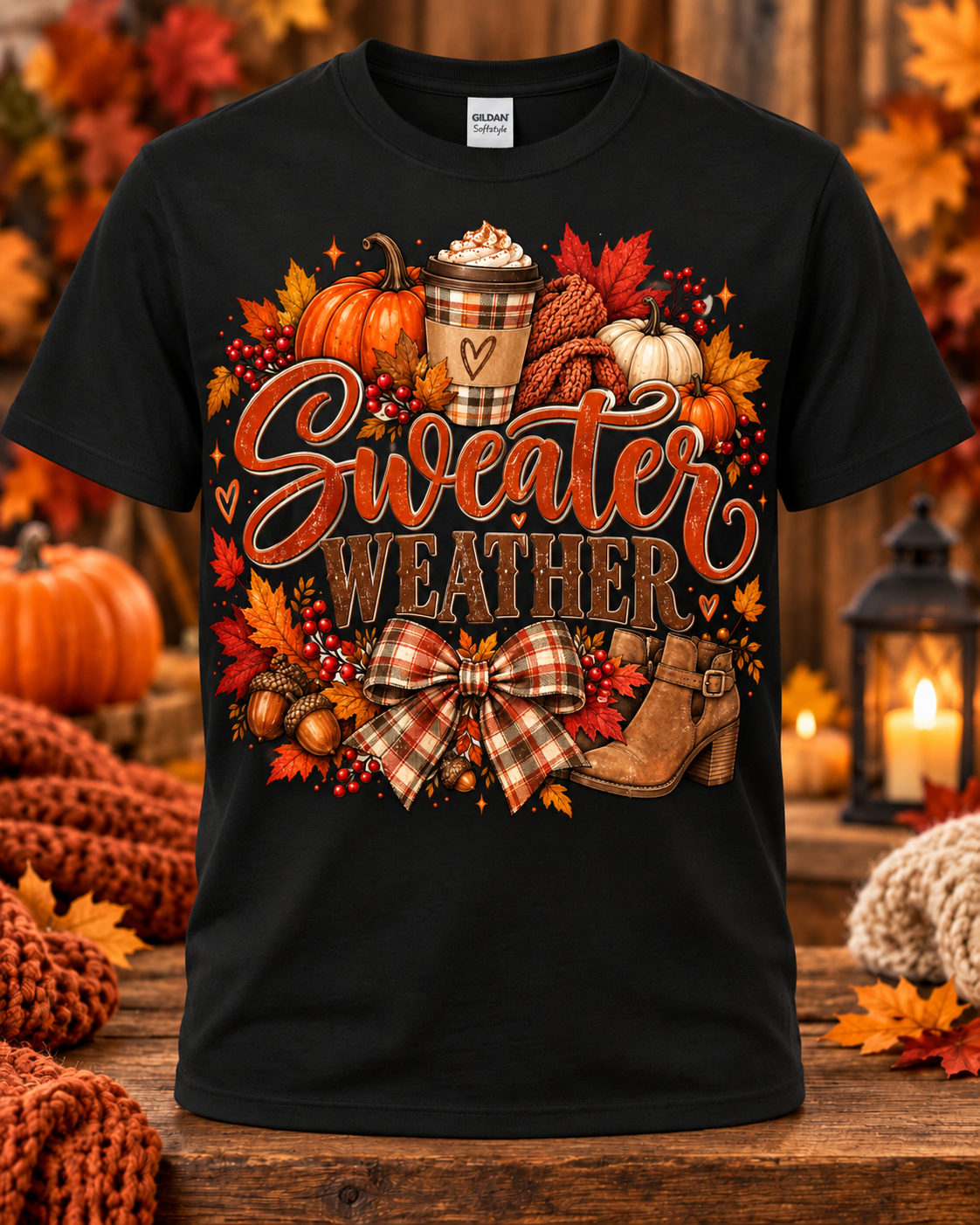 Sweater Weather & Pumpkin Spice Graphic T-Shirt 🤎