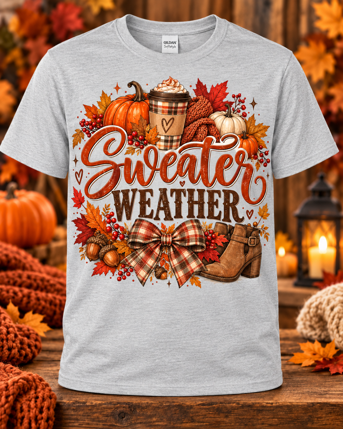 Sweater Weather & Pumpkin Spice Graphic T-Shirt 🤎