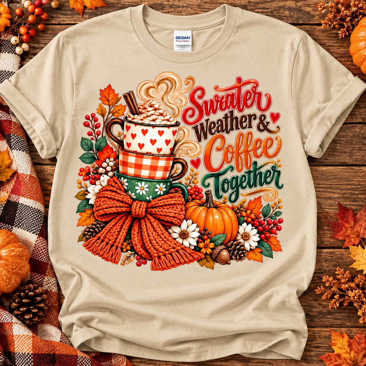 Sweater Weather & Coffee Together Graphic T-Shirt 🤎