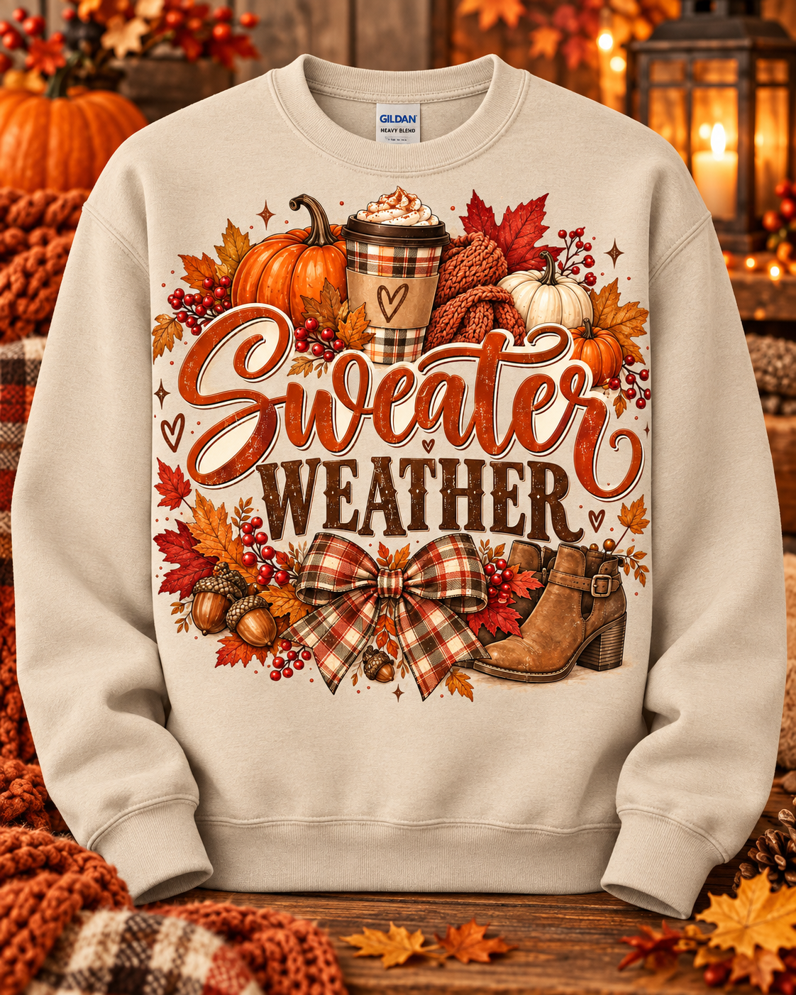Sweater Weather & Pumpkin Spice Crewneck Sweatshirt 🤎