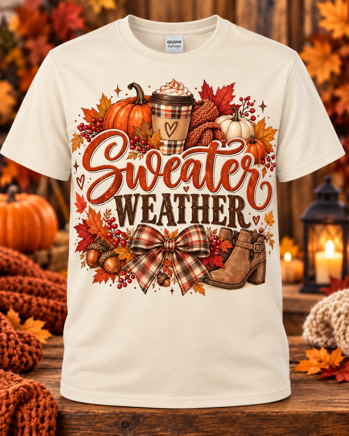 Sweater Weather & Pumpkin Spice Graphic T-Shirt 🤎