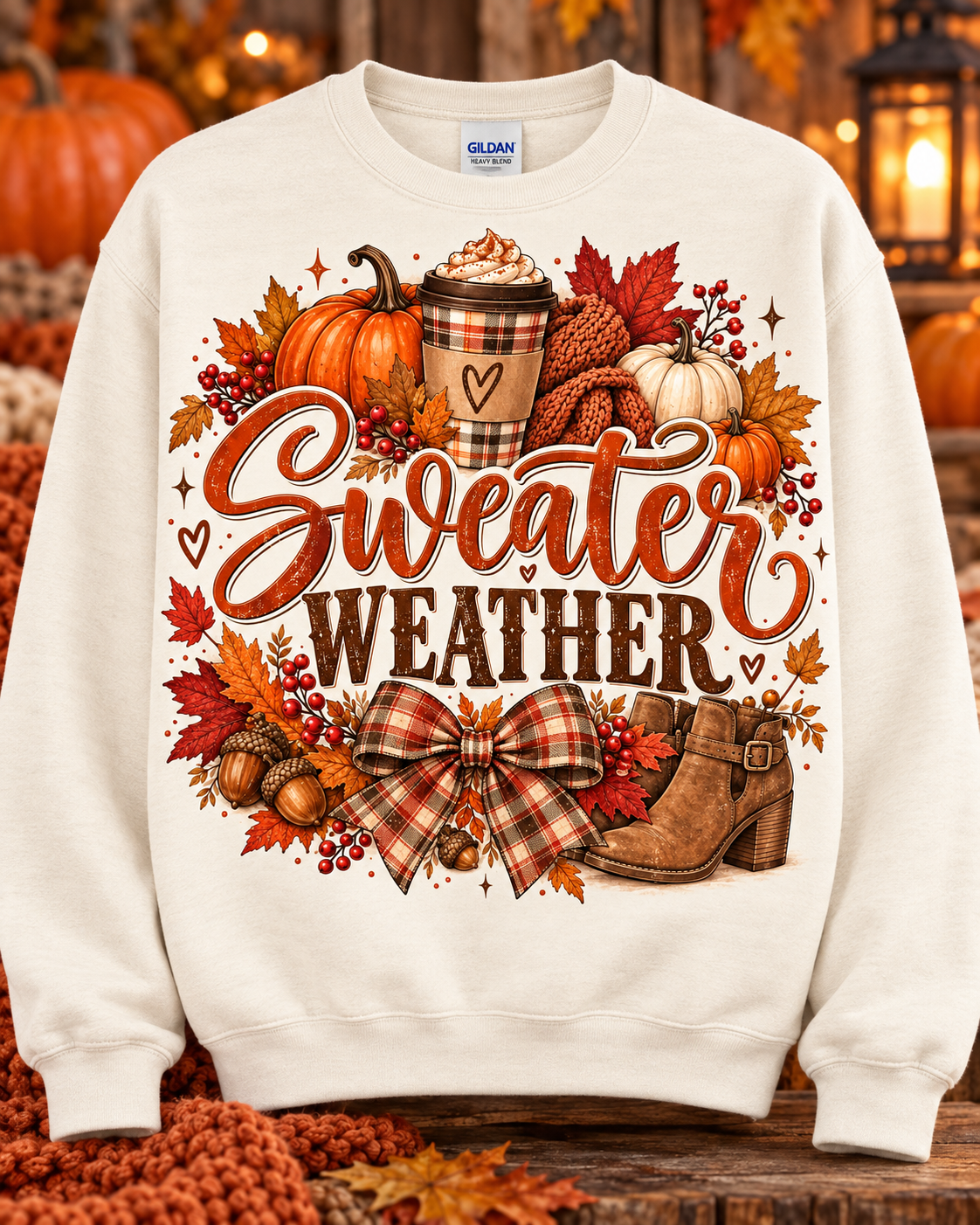 Sweater Weather & Pumpkin Spice Crewneck Sweatshirt 🤎