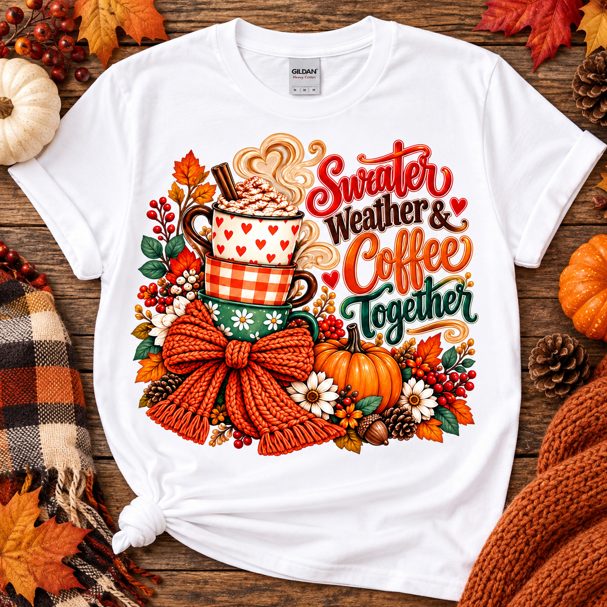 Sweater Weather & Coffee Together Graphic T-Shirt 🤎