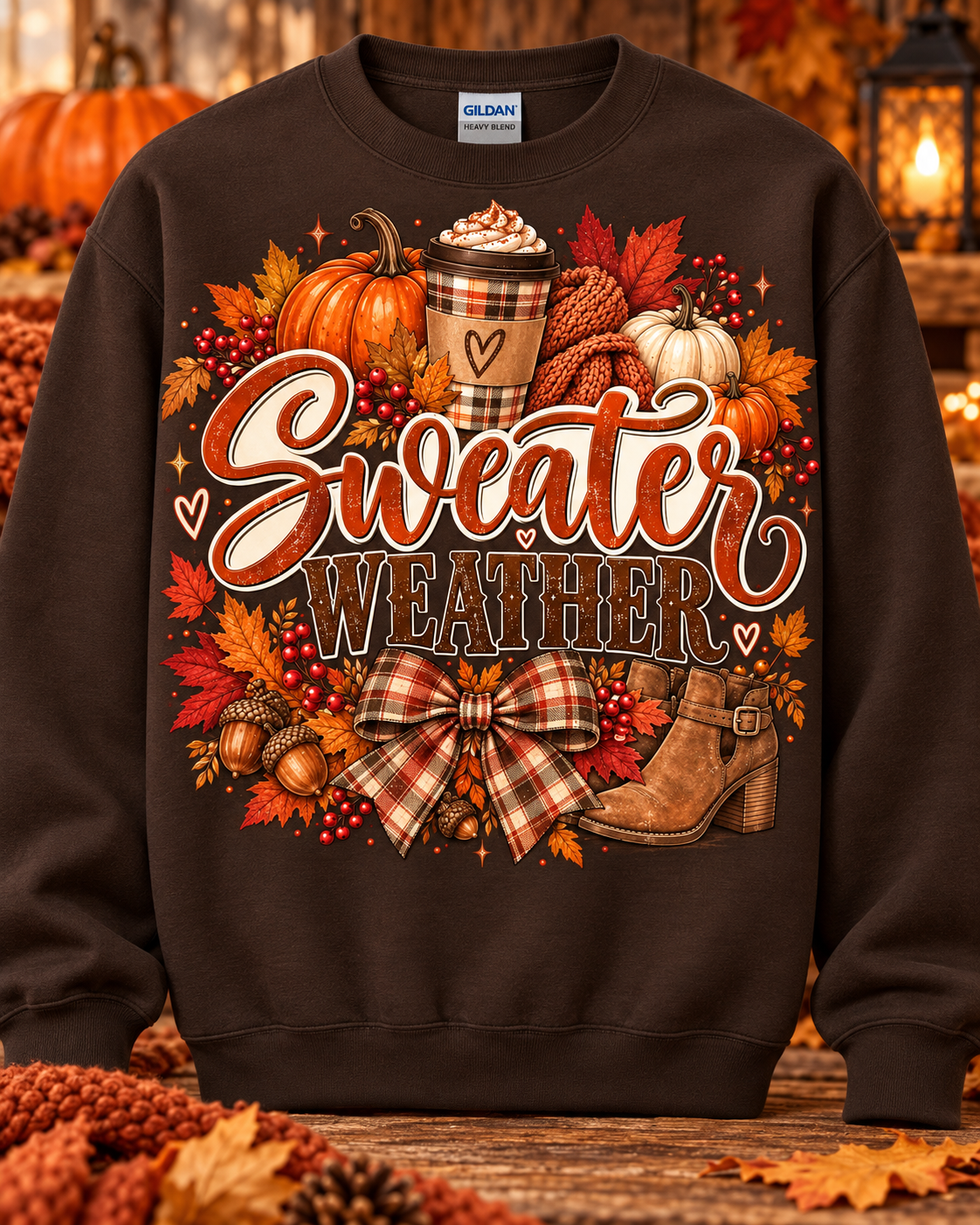 Sweater Weather & Pumpkin Spice Crewneck Sweatshirt 🤎