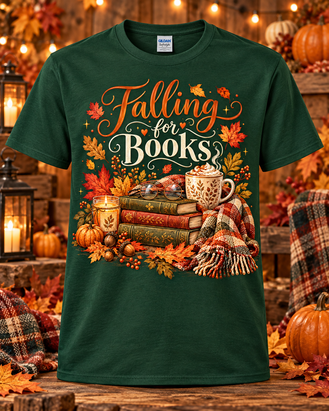 Falling for Books Graphic T-Shirt 🤎