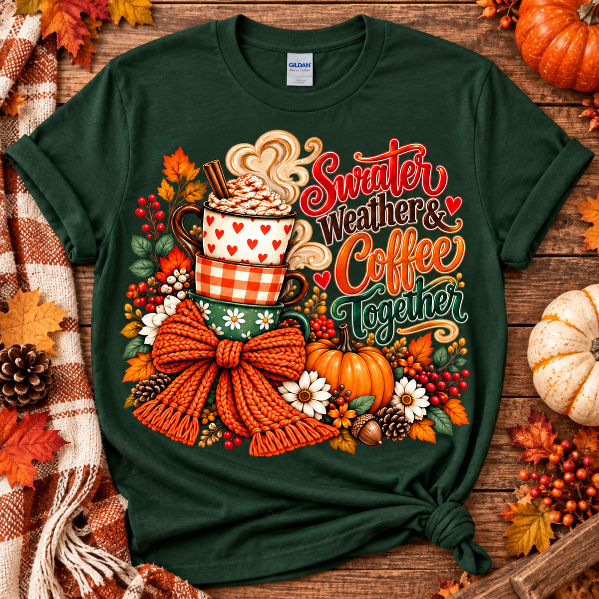 Sweater Weather & Coffee Together Graphic T-Shirt 🤎