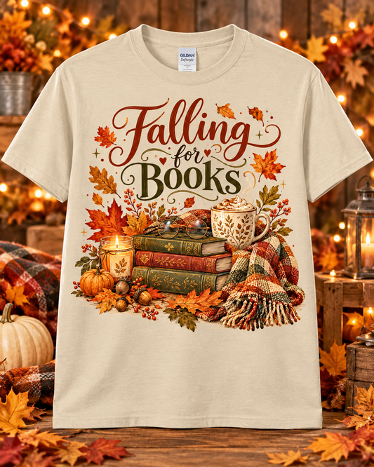 Falling for Books Graphic T-Shirt 🤎