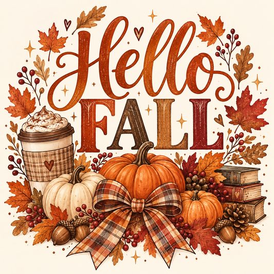 Hello Fall Pumpkin & Coffee | DTF Transfer