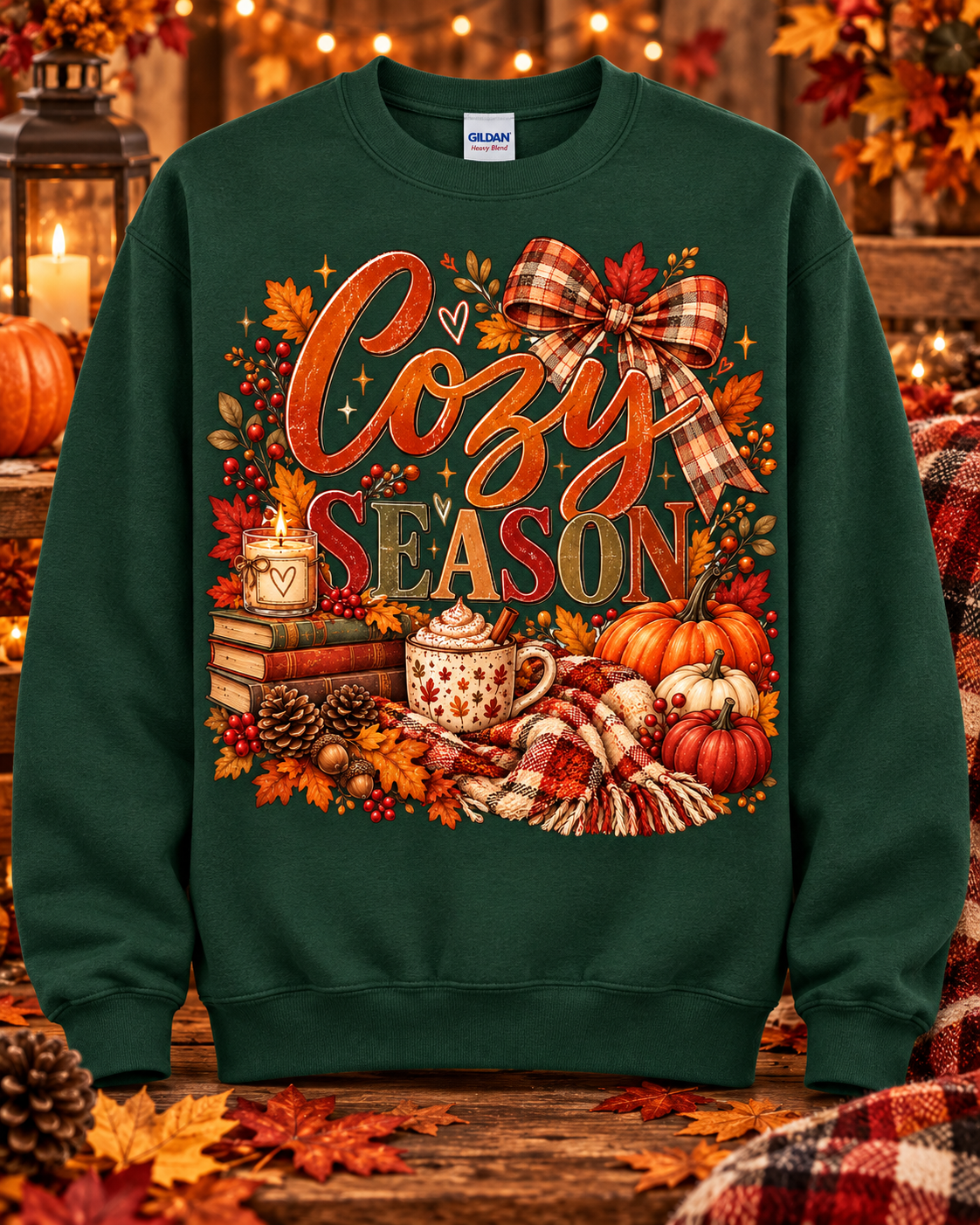 Cozy Season Autumn Plaid Crewneck Sweatshirt 🤎
