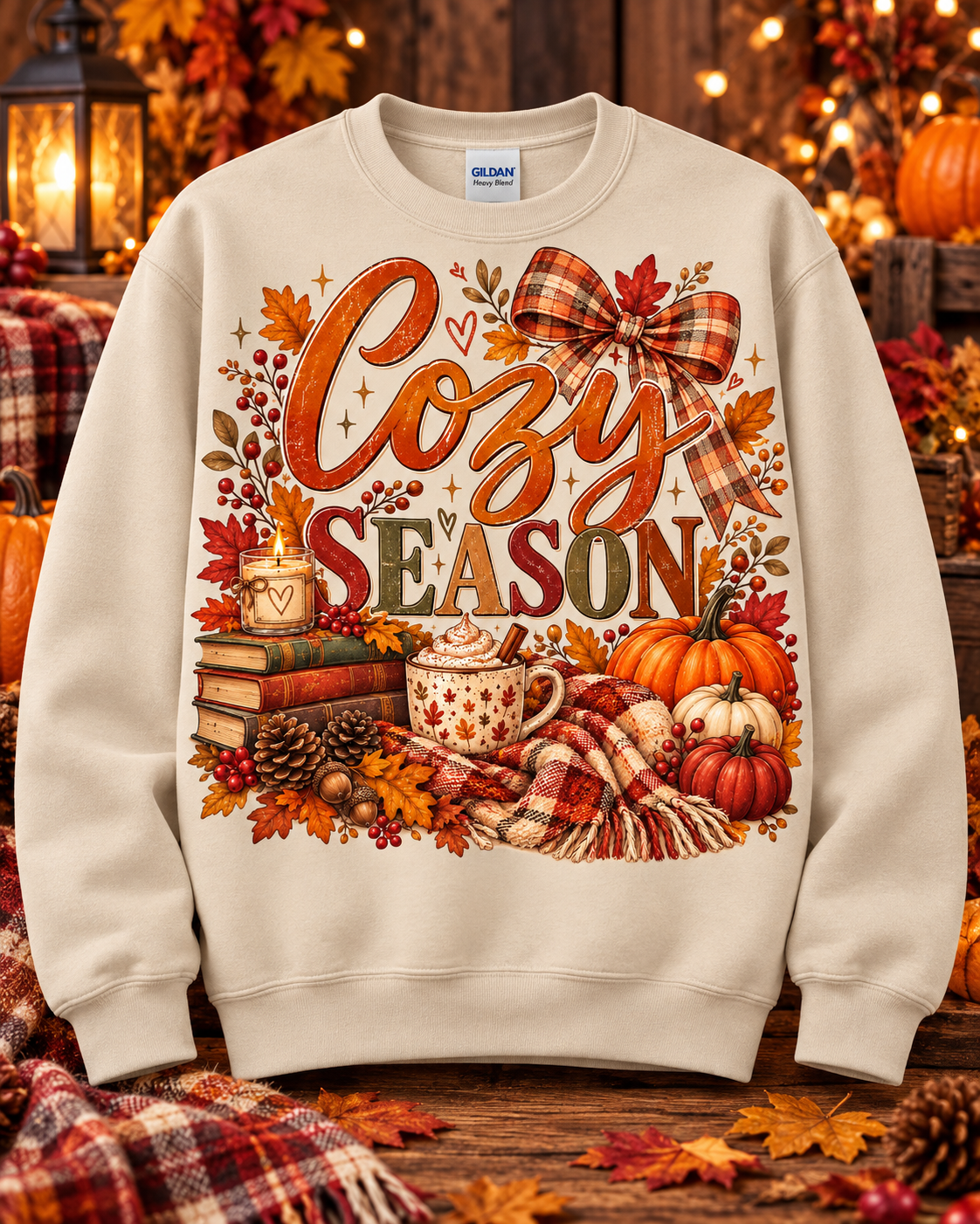 Cozy Season Autumn Plaid Crewneck Sweatshirt 🤎