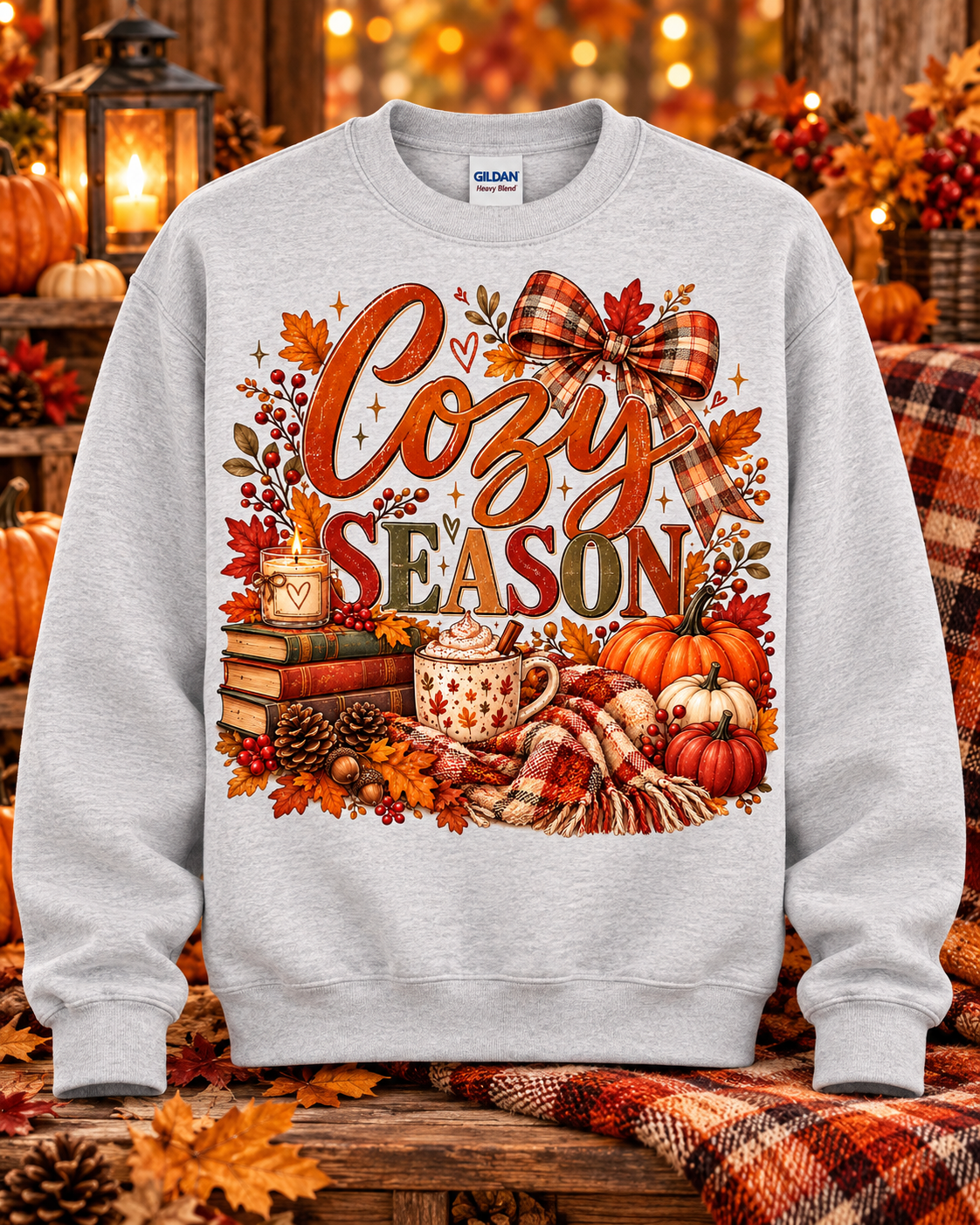 Cozy Season Autumn Plaid Crewneck Sweatshirt 🤎