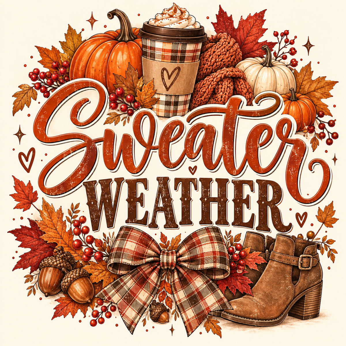 Sweater Weather Plaid Bow | DTF Transfer