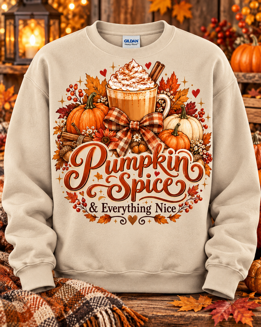 Pumpkin Spice & Everything Nice Crewneck Sweatshirt 🤎