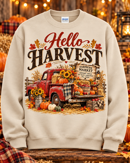 Hello Harvest Farmers Market Crewneck Sweatshirt 🤎