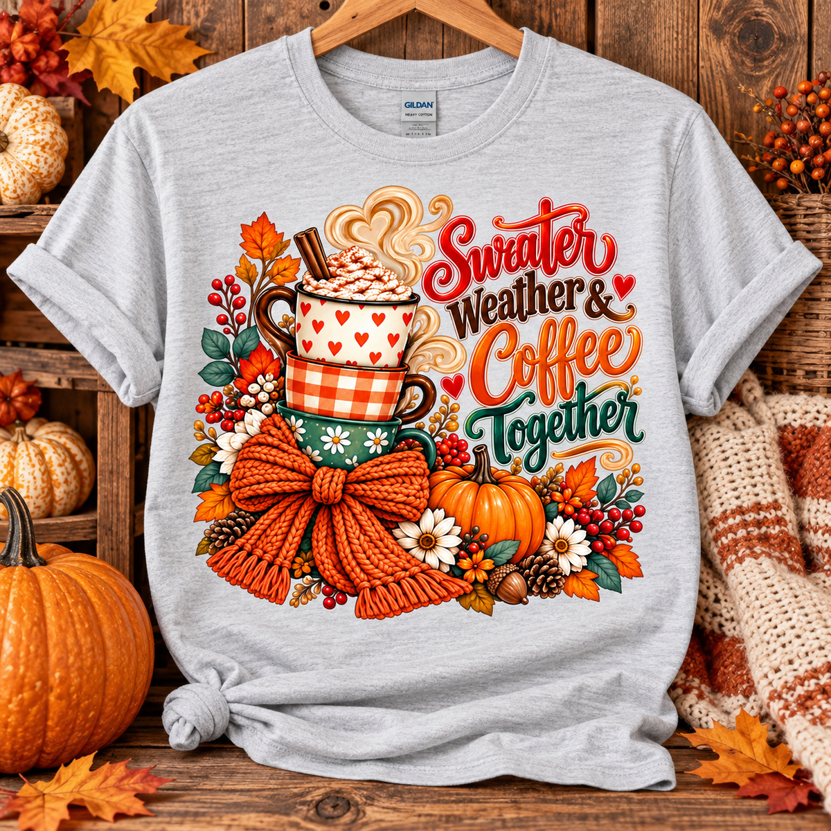 Sweater Weather & Coffee Together Graphic T-Shirt 🤎