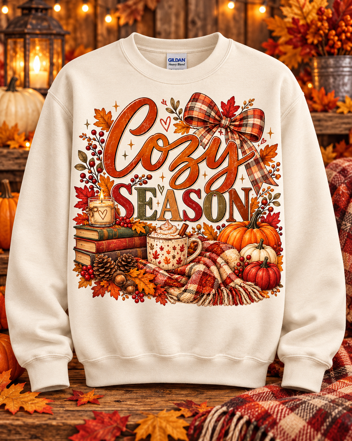 Cozy Season Autumn Plaid Crewneck Sweatshirt 🤎