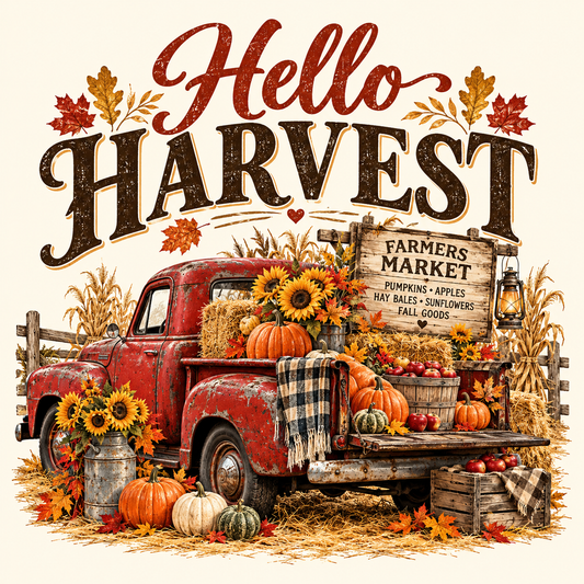 Hello Harvest Vintage Truck | DTF Transfer