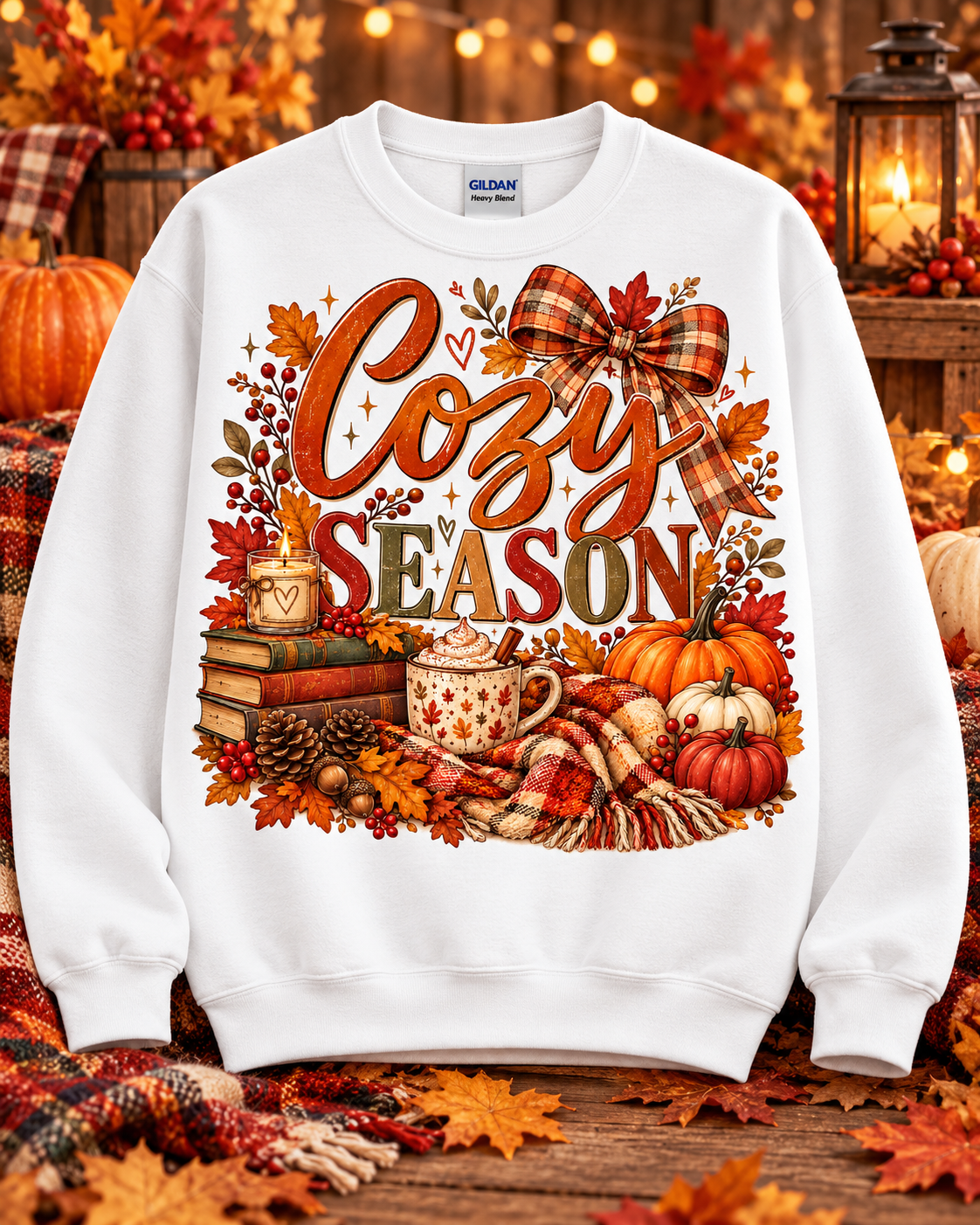 Cozy Season Autumn Plaid Crewneck Sweatshirt 🤎
