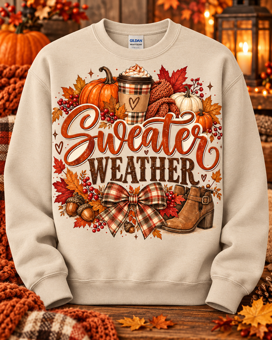 Sweater Weather & Pumpkin Spice Crewneck Sweatshirt 🤎
