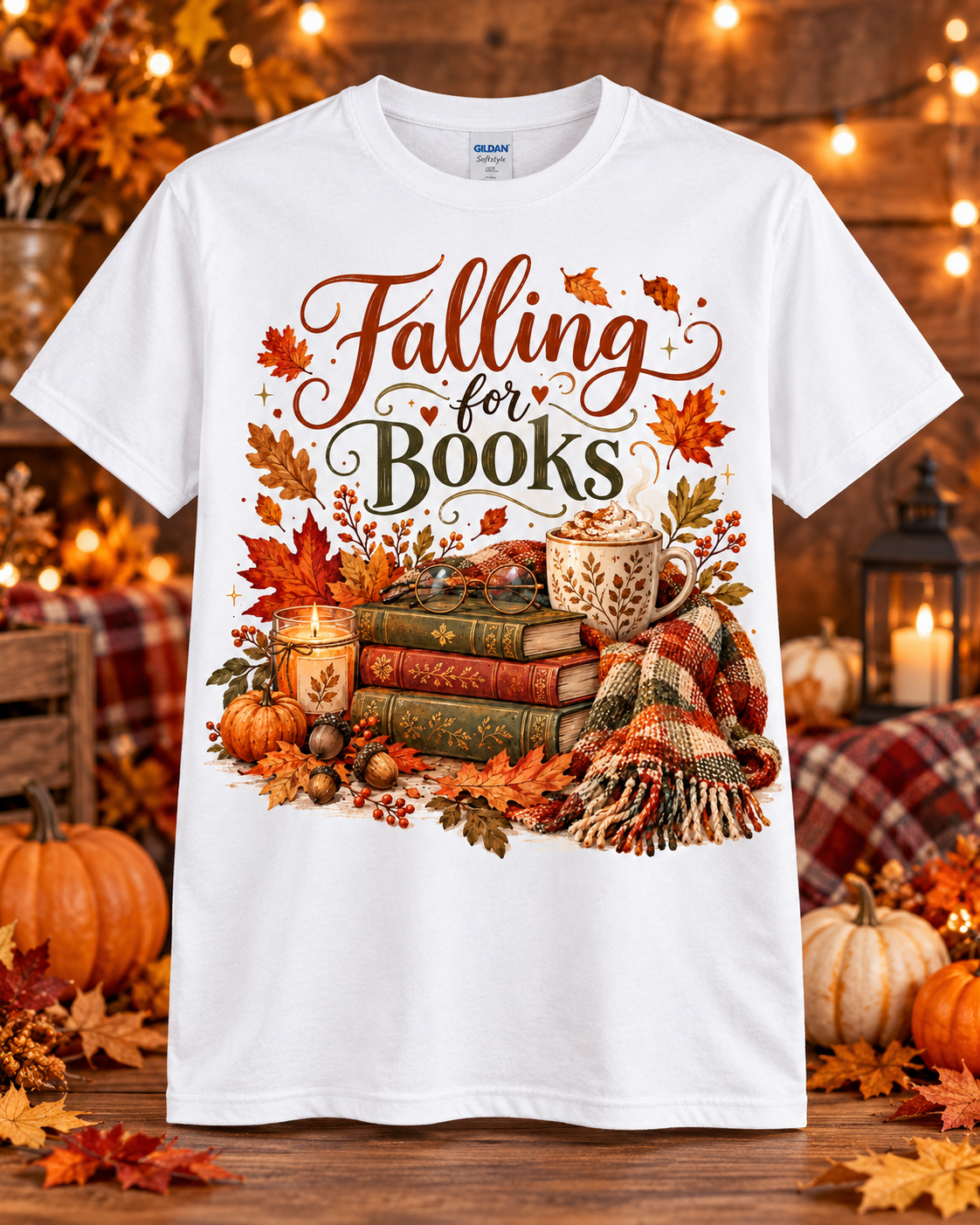 Falling for Books Graphic T-Shirt 🤎