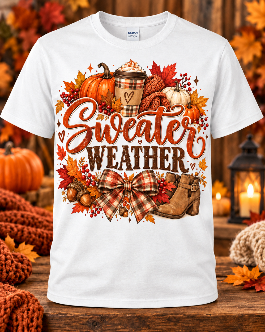 Sweater Weather & Pumpkin Spice Graphic T-Shirt 🤎