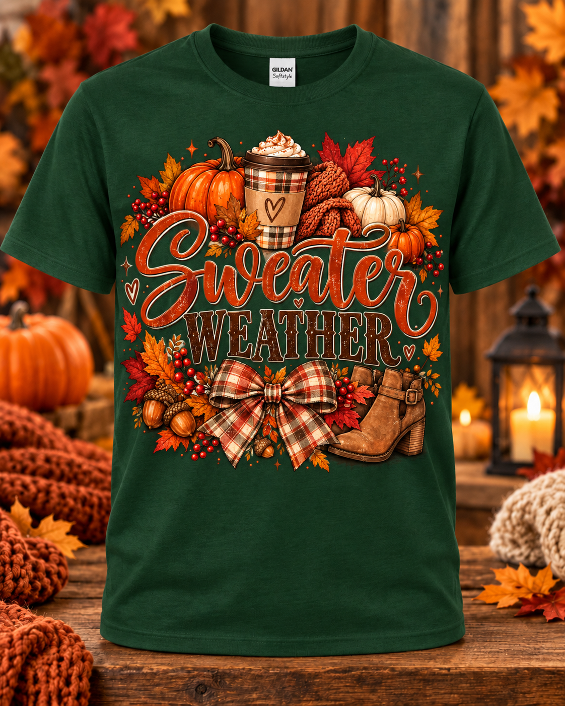 Sweater Weather & Pumpkin Spice Graphic T-Shirt 🤎